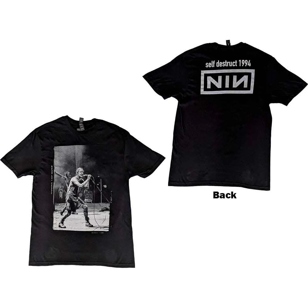 Nine Inch Nails - Self Destruct '94 Black T-Shirt With Back Print - Image 2